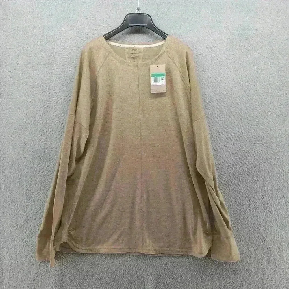 Nike Shirt Mens XL Beige Khaki Yoga Long Sleeve Dri-Fit Crew Top Training FB7775